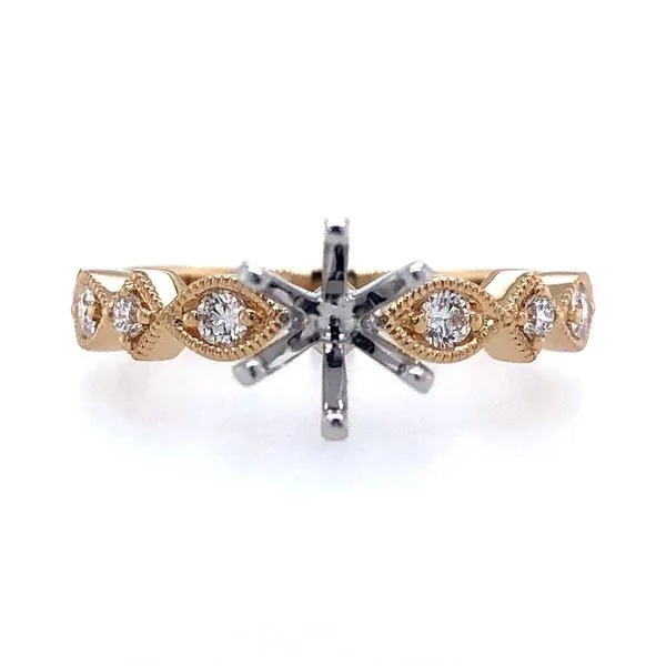 14k yellow gold and 0.16cttw diamond semi mount ring. This ring features six larger round brilliant cut diamonds all prong set i Hudson Valley Goldsmith New Paltz, NY