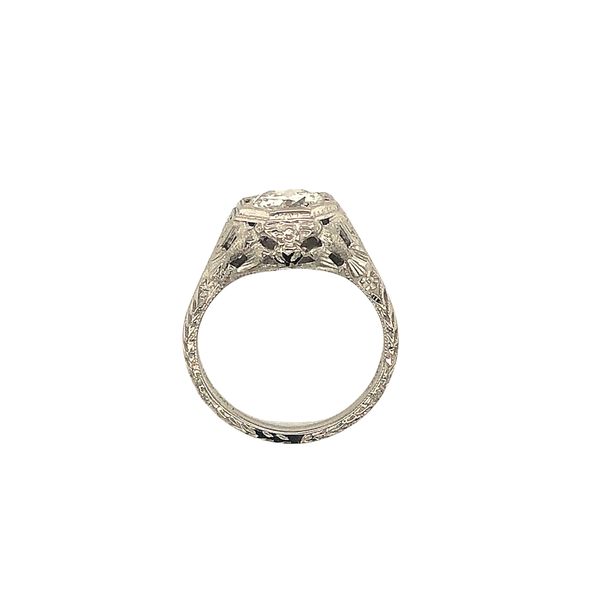 Diamond Engagement Ring Estate 18k white gold vintage solitaire ring featuringan approximate 1.00ct center round diamond (transi Image 3 Hudson Valley Goldsmith New Paltz, NY