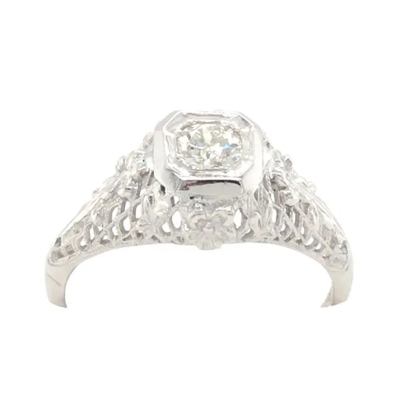 18K White Gold Vintage Engagement Ring with.25ct Diamond H SI Hudson Valley Goldsmith New Paltz, NY