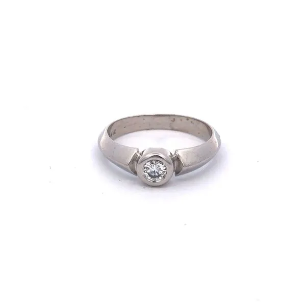 14K White Gold Bezel Set Solitair Engagement Ring.25ct H SI1 Hudson Valley Goldsmith New Paltz, NY
