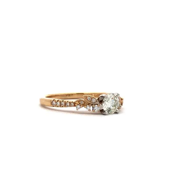 14k yellow gold ring featuring 0.46ct round brilliant natural diamond (J/SI1) accented by 0.14cttw round brilliant diamonds set  Image 2 Hudson Valley Goldsmith New Paltz, NY