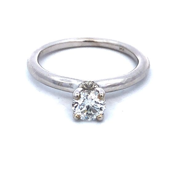 14k White Gold Engagement Style Ring with 0.59ct Round Natural Diamond Hudson Valley Goldsmith New Paltz, NY