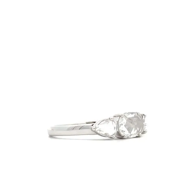 18K White Gold Ring with 0.32ct Oval Rose Cut & Pear Rose Cut Diamond 0.23ct Image 3 Hudson Valley Goldsmith New Paltz, NY