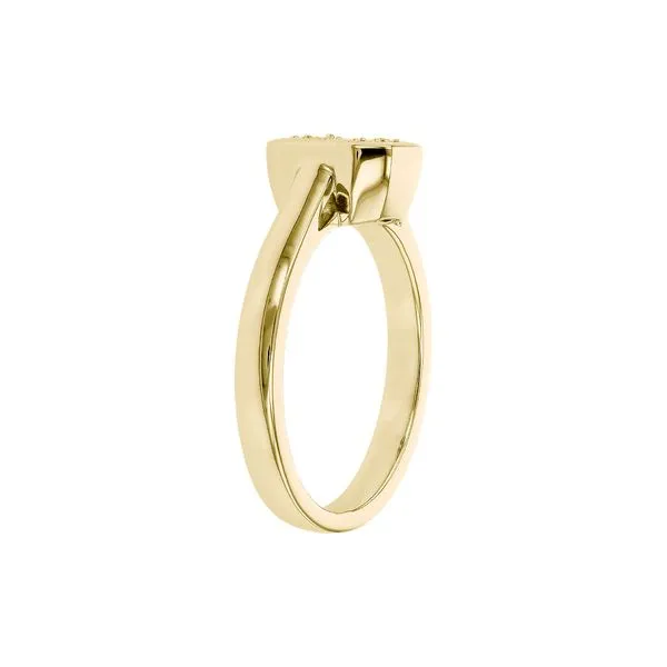 14k yellow gold ring featuring 0.14cttw natural diamonds set in center design of raised profile ring. (G/H VS1) Image 2 Hudson Valley Goldsmith New Paltz, NY