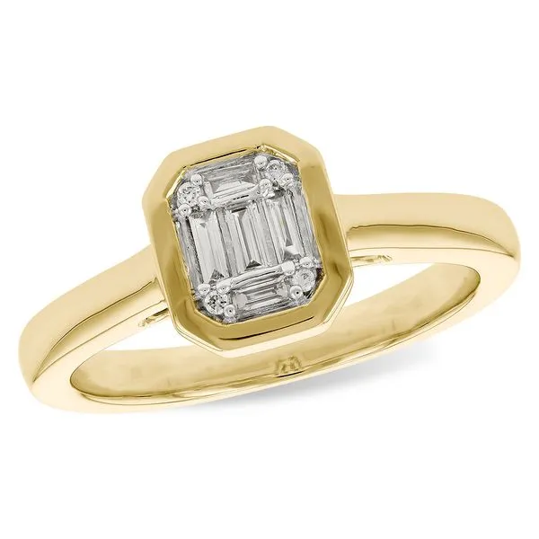 14k yellow gold ring featuring 0.14cttw natural diamonds set in center design of raised profile ring. (G/H VS1) Hudson Valley Goldsmith New Paltz, NY
