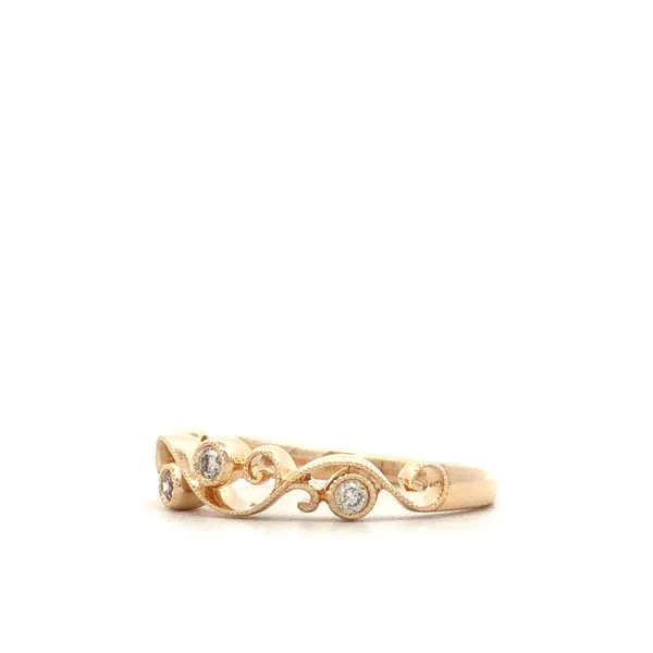 14K Yellow Gold Diamond Swirl Wedding Band Image 3 Hudson Valley Goldsmith New Paltz, NY