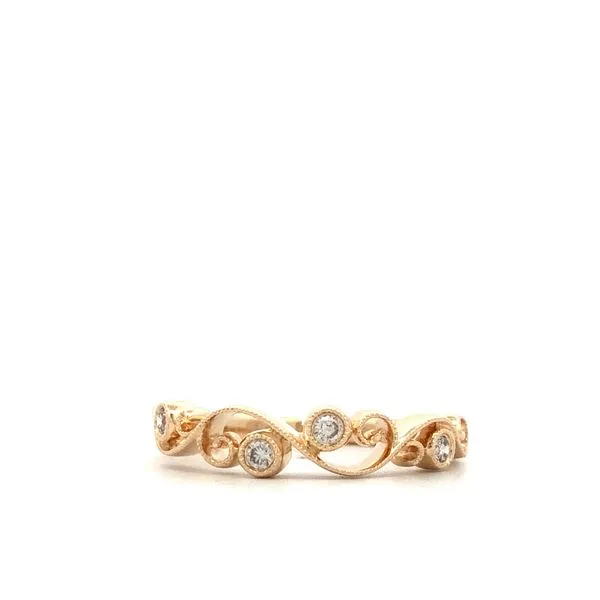 14K Yellow Gold Diamond Swirl Wedding Band Hudson Valley Goldsmith New Paltz, NY