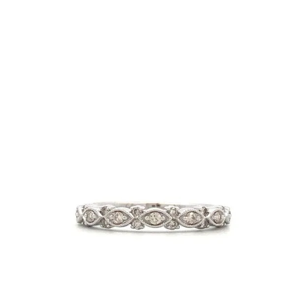 14K White Gold Patterned Diamond Wedding Band Hudson Valley Goldsmith New Paltz, NY