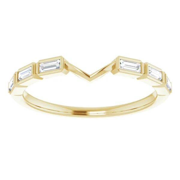 14k yellow gold curved band featuring 1/5cttw diamond straight natural diamonds Hudson Valley Goldsmith New Paltz, NY