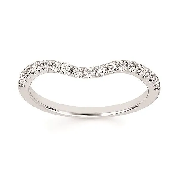 14K White Gold & 0.19ctw Diamond Curved Band Hudson Valley Goldsmith New Paltz, NY