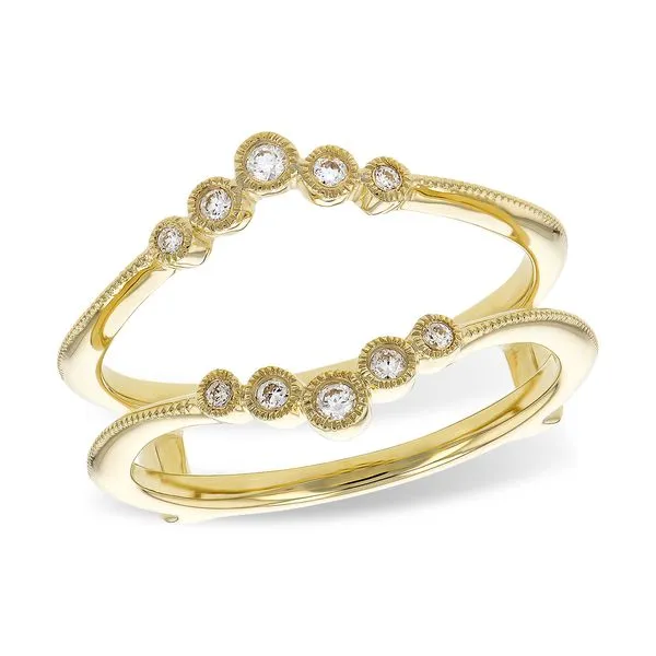 14k yellow gold and 0.10cttw diamond ring wrap with milgrain designs Hudson Valley Goldsmith New Paltz, NY