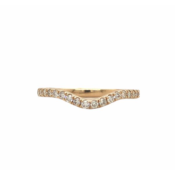 14K Yellow Gold Curved Shadow Band Featuring 0.27Cttw Round Brilliant Diamonds Hand Set Along The Top Half Of The 2Mm Wide Band Hudson Valley Goldsmith New Paltz, NY