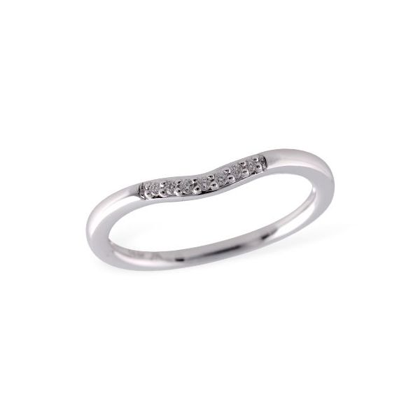 14K White Gold Curved Enhancer with 0.04ctw Diamonds Along Band Hudson Valley Goldsmith New Paltz, NY