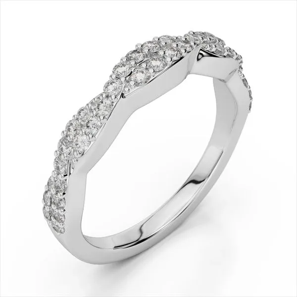 14K White Gold Diamond Twist Wedding Band Image 2 Hudson Valley Goldsmith New Paltz, NY