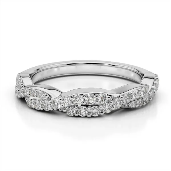 14K White Gold Diamond Twist Wedding Band Hudson Valley Goldsmith New Paltz, NY