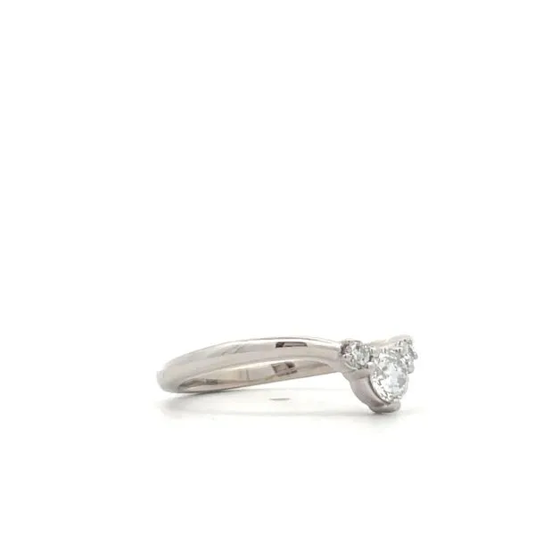 14K White Gold Chevron Curved Diamond Anniversary Band Image 2 Hudson Valley Goldsmith New Paltz, NY