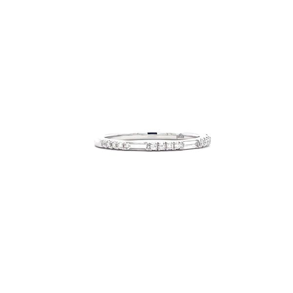14K White Gold Narrow Diamond Wedding Band Image 2 Hudson Valley Goldsmith New Paltz, NY