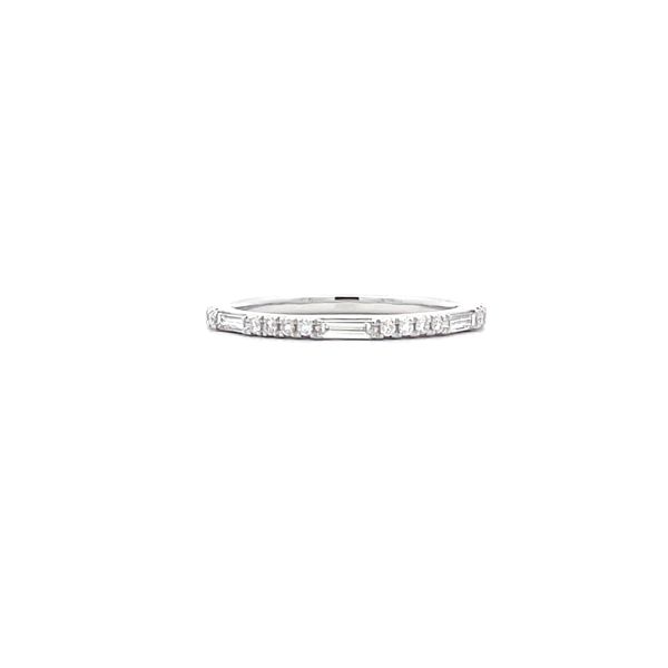 14K White Gold Narrow Diamond Wedding Band Hudson Valley Goldsmith New Paltz, NY