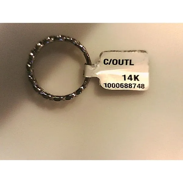 14k white gold curb style ring featuring hand set pave 0.42ctw diamonds along the top half of the ring. Image 2 Hudson Valley Goldsmith New Paltz, NY