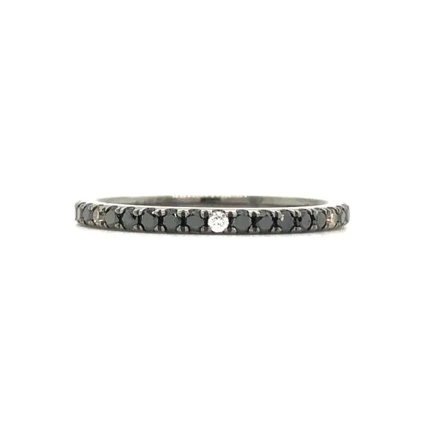 14K White Gold Diamond Band With Black Rhodium And 0.36 Ctw White, Champagne And Black (Enhanced) Diamonds Hudson Valley Goldsmith New Paltz, NY