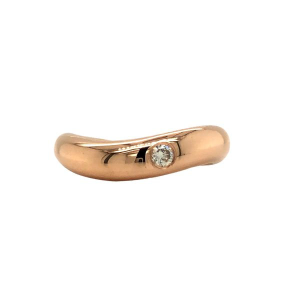ESTATE 14k rose gold curved ring with a 0.10ct round diamond Hudson Valley Goldsmith New Paltz, NY