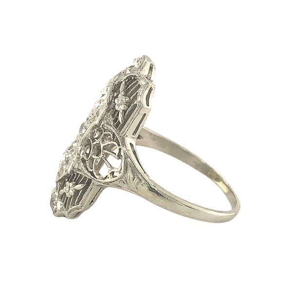 ESTATE Platinum and diamond open filigree ring featuring approximately 1.00cttw round diamonds, I1-SI2 quality. Image 2 Hudson Valley Goldsmith New Paltz, NY