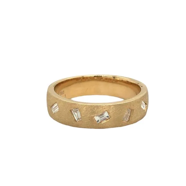 14K Yellow Gold Band With Satin Finish And 0.26 Ctw Flush Set Baguette Shape Diamonds Hudson Valley Goldsmith New Paltz, NY