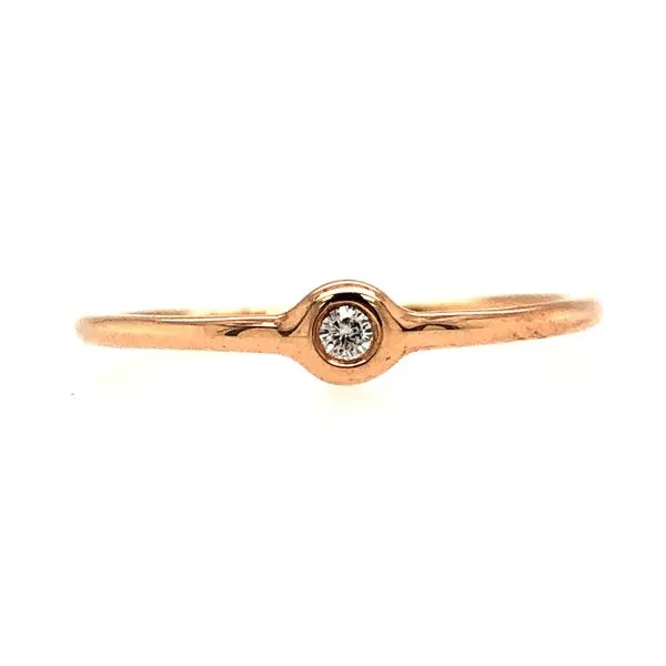 14k rose gold and 0.03ct round brilliant diamond bezel ring Hudson Valley Goldsmith New Paltz, NY