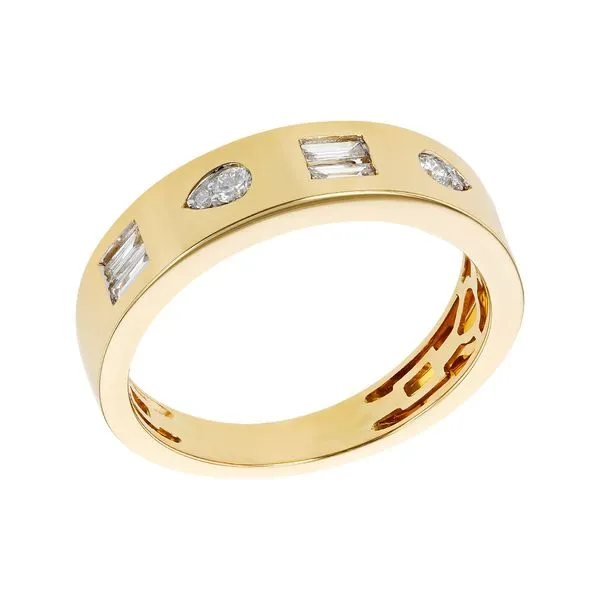 14K Yellow Gold Alternating Shapes Diamond Band 0.25 ct Image 2 Hudson Valley Goldsmith New Paltz, NY