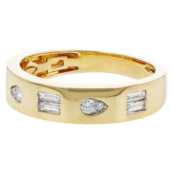 14K Yellow Gold Alternating Shapes Diamond Band 0.25 ct Image 3 Hudson Valley Goldsmith New Paltz, NY