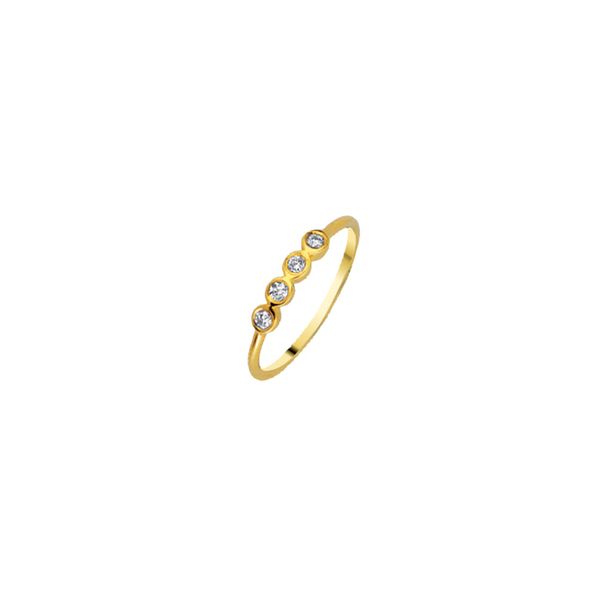 14K Yellow Gold Ring with 4 Bezel Set Diamonds -1/8ctw Hudson Valley Goldsmith New Paltz, NY