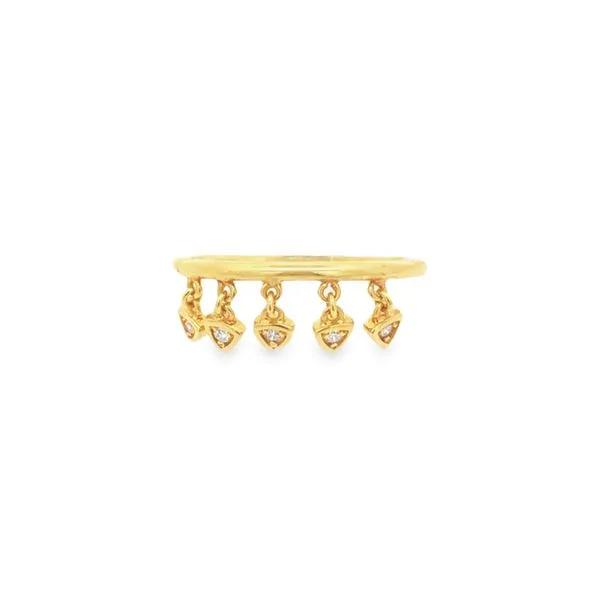 14K Yellow Gold Ring with 1/15ctw Diamonds Dangling Hudson Valley Goldsmith New Paltz, NY
