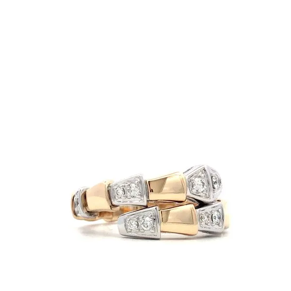 14k Yellow and White Gold Snake Design Ring Featuring 0.25Cttw Natural Diamonds, Adjustable Sizing Image 2 Hudson Valley Goldsmith New Paltz, NY