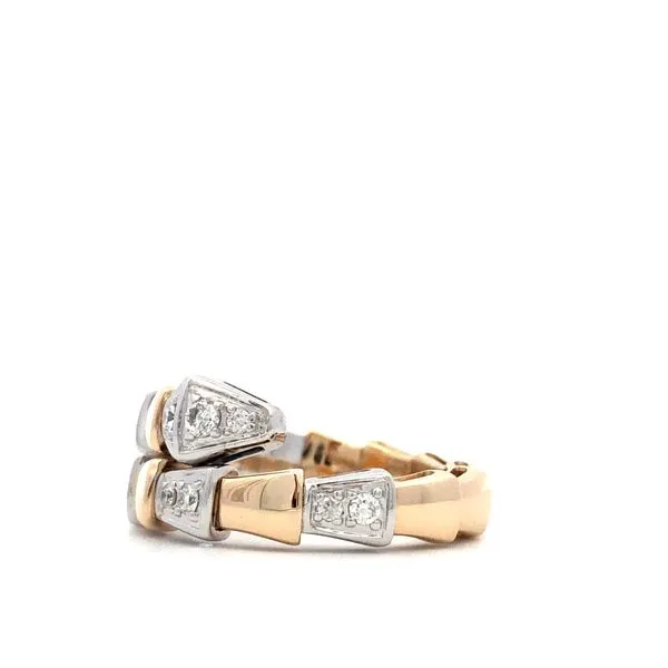 14k Yellow and White Gold Snake Design Ring Featuring 0.25Cttw Natural Diamonds, Adjustable Sizing Image 3 Hudson Valley Goldsmith New Paltz, NY