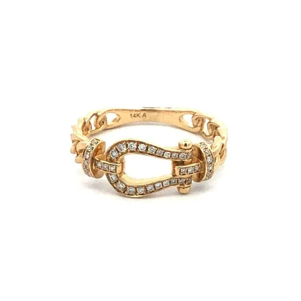 14K Yellow Gold 0.15cw Diamond Link & Buckle Ring Hudson Valley Goldsmith New Paltz, NY