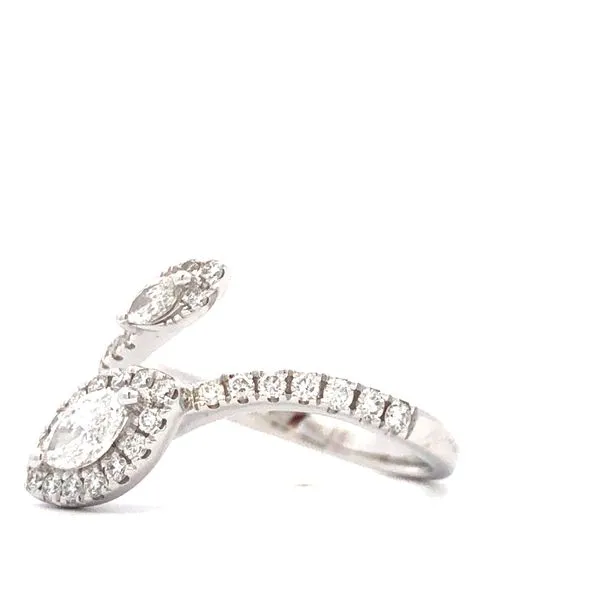 Open Bypass Ring With 0.78 Ctw Diamonds (0.33 Ct And 0.08 Ct Marquise And 0.37 Ctw Round) Image 2 Hudson Valley Goldsmith New Paltz, NY