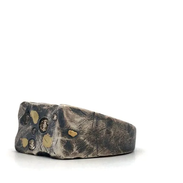 Sterling Silver Signet Style Diamond Fashion Ring Image 3 Hudson Valley Goldsmith New Paltz, NY