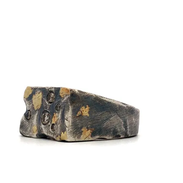 Sterling Silver Signet Style Diamond Fashion Ring Image 3 Hudson Valley Goldsmith New Paltz, NY