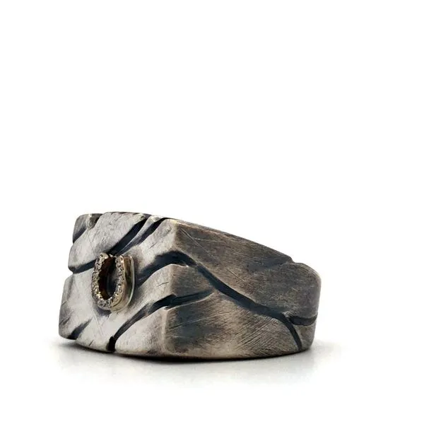 Sterling Silver Signet Style Diamond Fashion Ring Image 2 Hudson Valley Goldsmith New Paltz, NY
