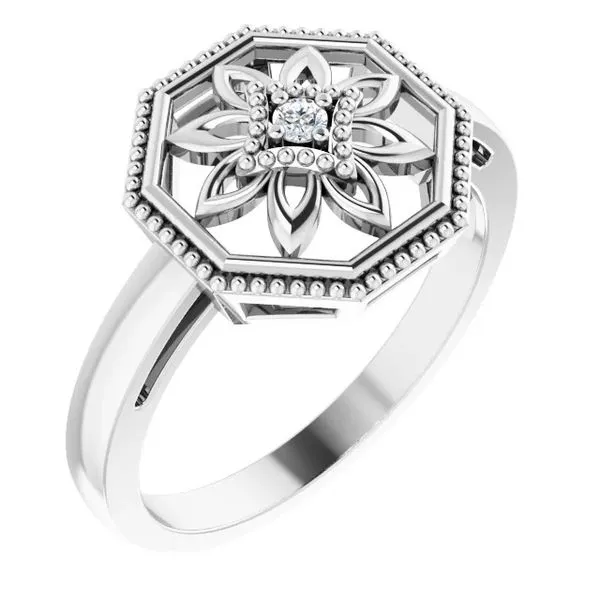 Sterling Silver Filigree Diamond Fashion Ring Image 2 Hudson Valley Goldsmith New Paltz, NY