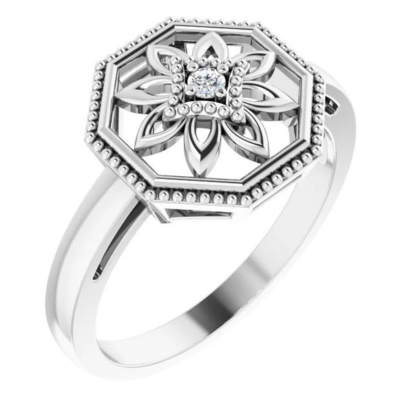 Sterling Silver Diamond Filigree Fashion Ring Image 2 Hudson Valley Goldsmith New Paltz, NY