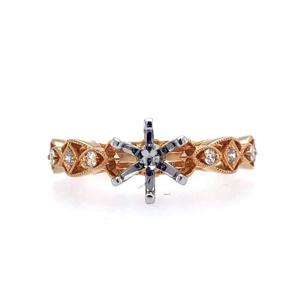 14k yellow gold white gold head 6 prong 0.12CTTW diamonds semi mount 14k yellow gold white gold head 6 prong 0.12CTTW diamonds s Hudson Valley Goldsmith New Paltz, NY