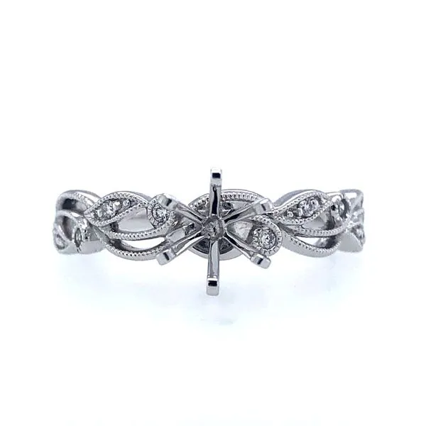 14k white gold 0.06CTTW diamond floral semi mount Hudson Valley Goldsmith New Paltz, NY