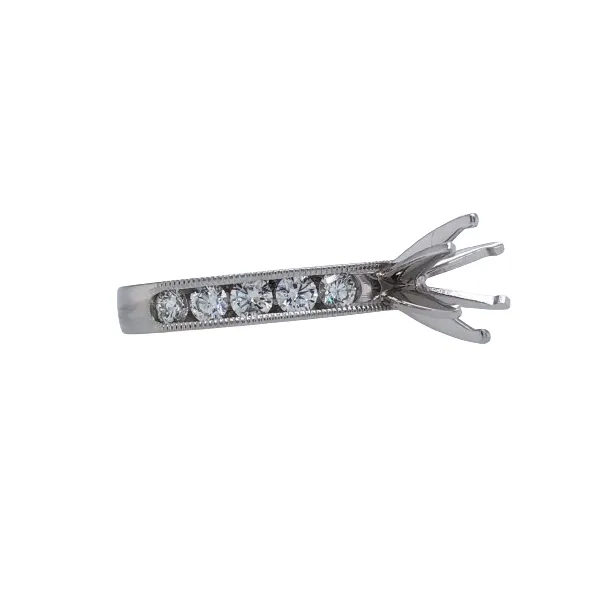 14Kt White Gold Channel Milgrain Edges 0.82CTTW Diamonds 6 Prong Head Image 2 Hudson Valley Goldsmith New Paltz, NY