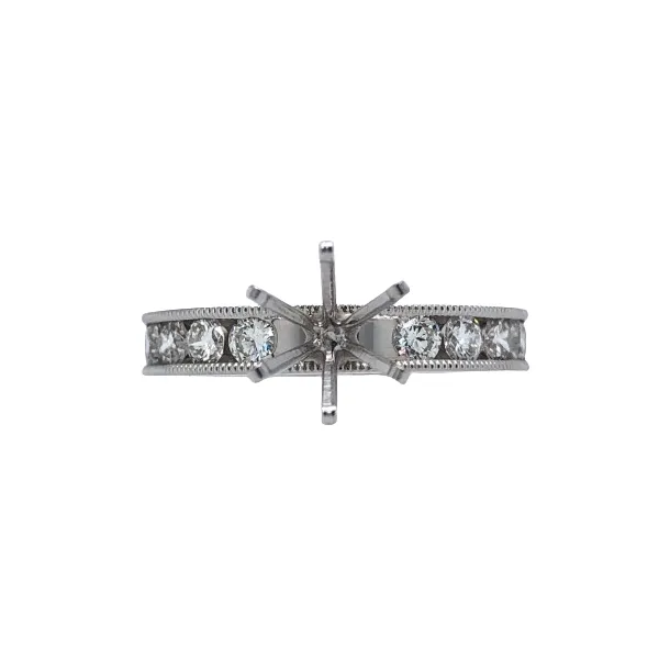 14Kt White Gold Channel Milgrain Edges 0.82CTTW Diamonds 6 Prong Head Hudson Valley Goldsmith New Paltz, NY