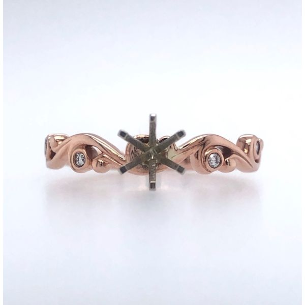 14Kt Rose Gold Swirl Diamond 0.04CTTW 6 Prong White Gold Head Semi Mount Hudson Valley Goldsmith New Paltz, NY