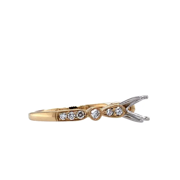 14K Yellow Gold Semi-Mount with Milgrain Edges Image 2 Hudson Valley Goldsmith New Paltz, NY