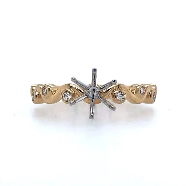 14 k yellow gold squiggle ring with<br>0.10 ctw bezel set diamonds Hudson Valley Goldsmith New Paltz, NY