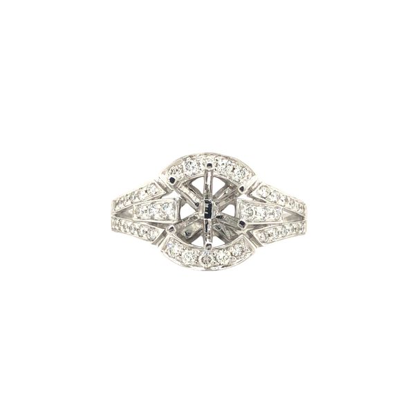 14k white gold split diamond halo semi-mount 0.34 ctw Image 2 Hudson Valley Goldsmith New Paltz, NY