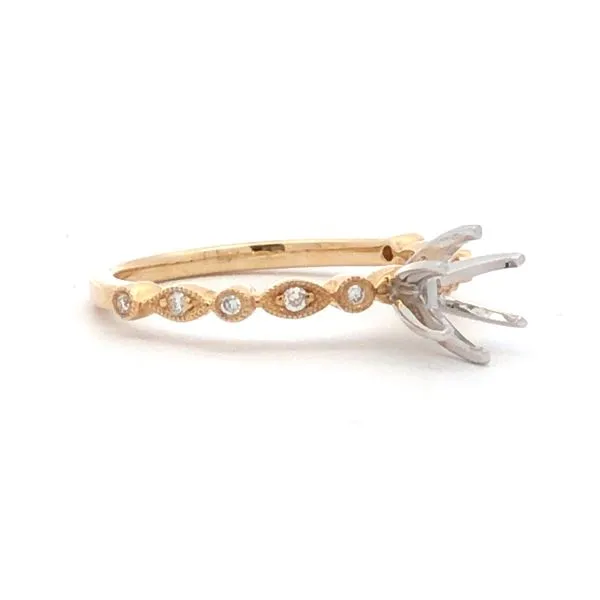 14K Yellow Gold Semi-Mount with Ten Round 0.07CTTW Diamonds Image 3 Hudson Valley Goldsmith New Paltz, NY